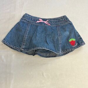 Gymboree - Blue Denim Skort with Flared Design and embroidered strawberry